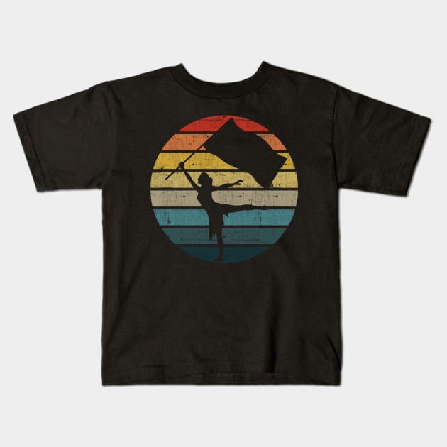 Colour Guard Silhouette On A Distressed Retro Sunset product Kids T-Shirt by theodoros20